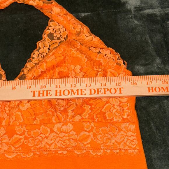 Y2K Wildcat Halter Dress Neon Orange Women's Size M/L Lace Trim Boho Preppy - Picture 6 of 7